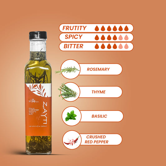 Extra Virgin Olive Oil Rosemary thyme basil red pepper