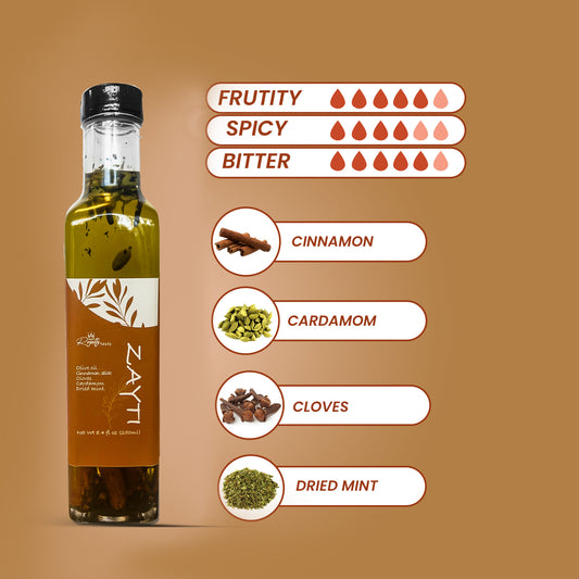Extra virgin olive oil cinnamon cardamon cloves and mint