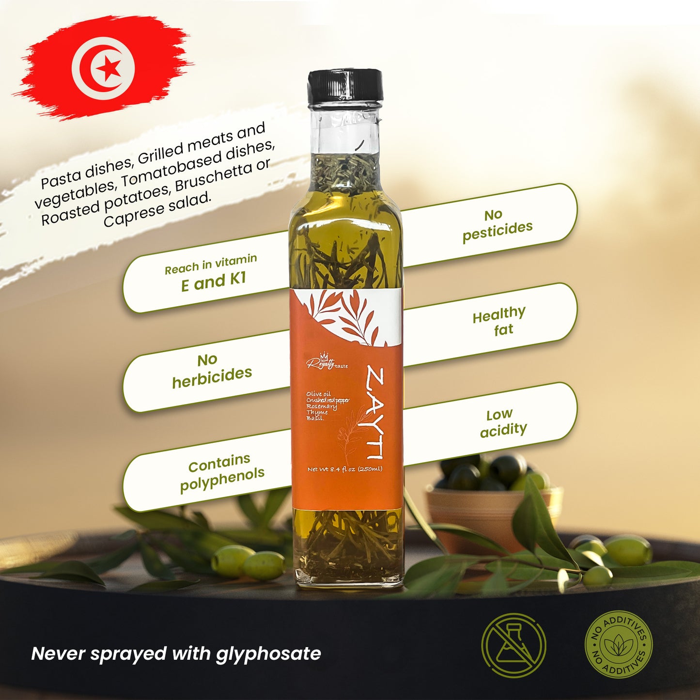 Extra Virgin Olive Oil Rosemary thyme basil red pepper